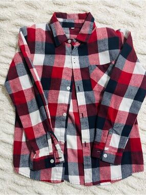 Kids Red Plaid Button-Down Shirt - Classic Buffalo Check